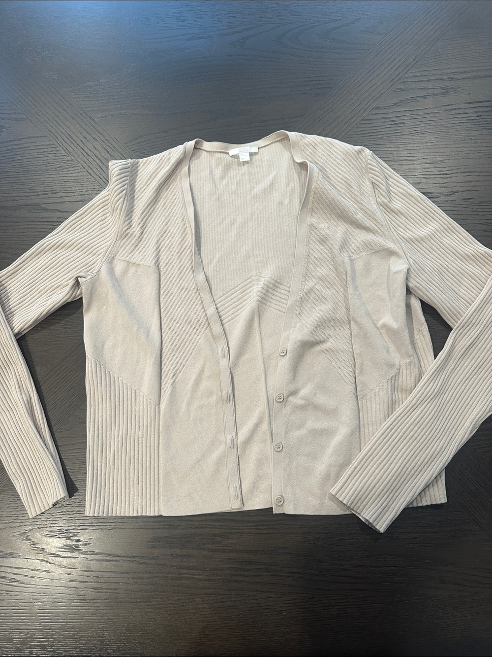 COS Cream Ribbed Button-Front Women’s Cardigan